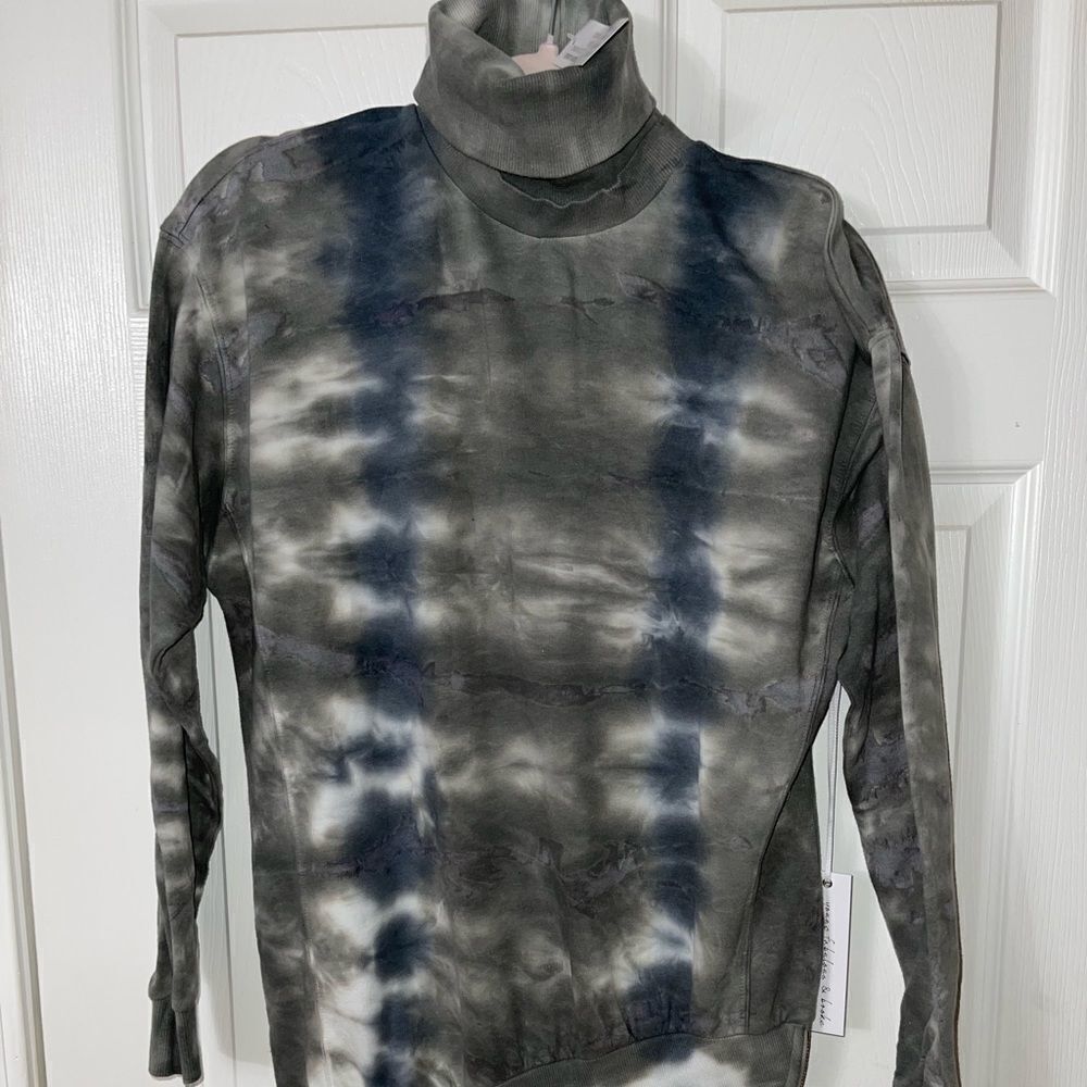 NWT. Young Fabulous & Broke asymmetrical turtleneck zipper hem tie dye dress